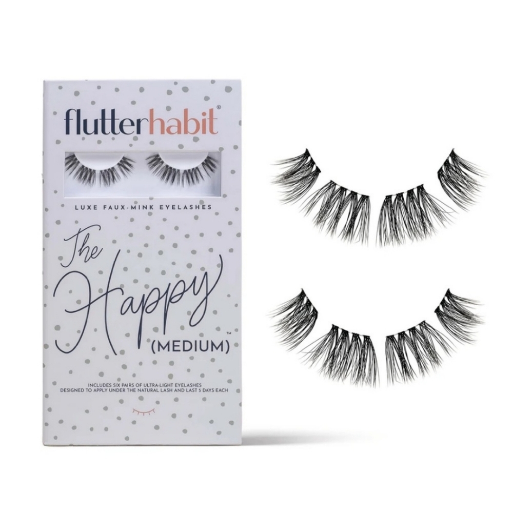 NIB FlutterHabit The Happy Medium Eyelash Extensions False Eyelashes Black